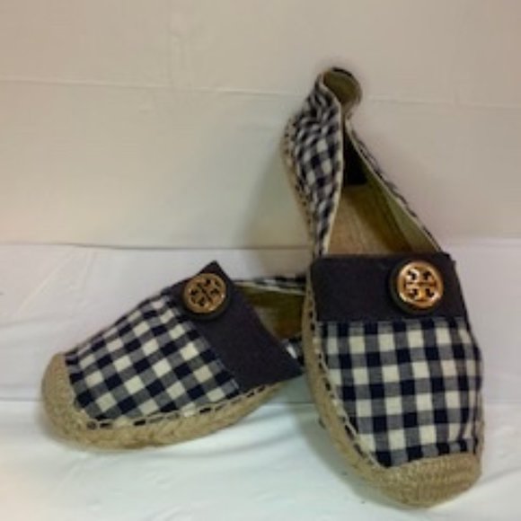 Gently Used - Women's Plaid Tory Burch Loafers  - - Picture 1 of 4
